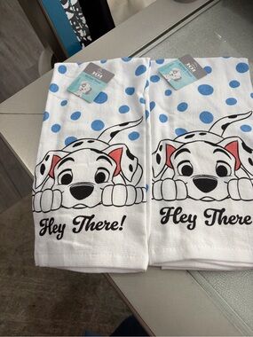 Hey There! Blue Polka Dot Dalmatian Dog kitchen Towel - Unknown Brand